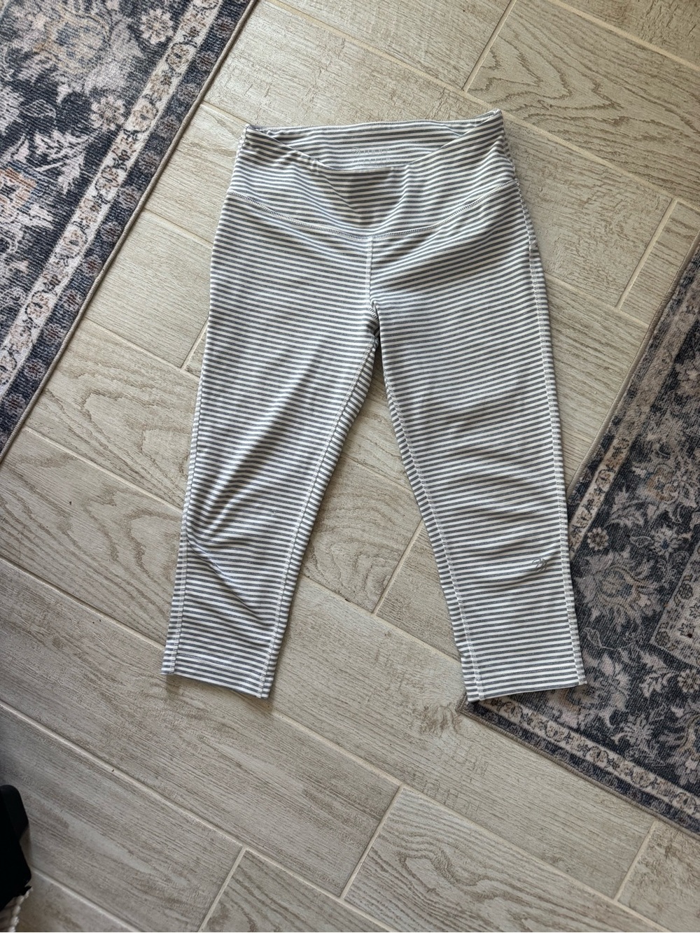 Striped Gray & White Leggings